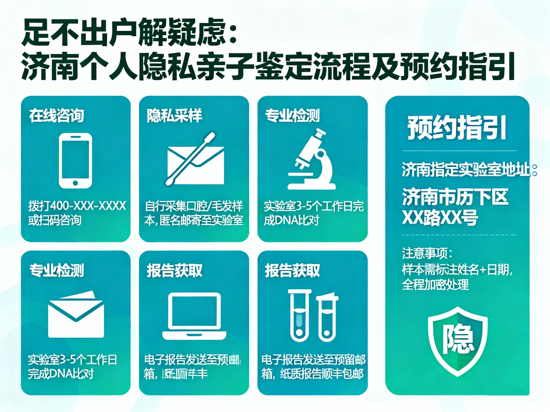 足不出户解疑虑：济南个人隐私亲子鉴定流程及预约指引